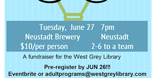 Imagem principal de Trivia Night at Neustadt Brewery: a fundraiser for the West Grey Library