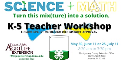 Primaire afbeelding van Science & Math Teacher Workshop  session 2(6 hours CPE)