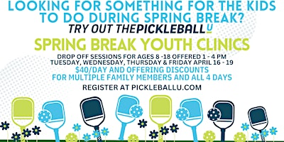 Imagen principal de Spring Break Youth Clinics at PickleballU