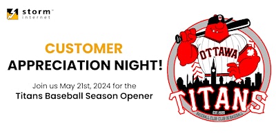 Primaire afbeelding van Storm Internet Customer Appreciation Night: Titans Baseball