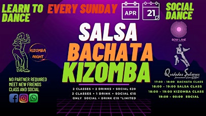 BACHATA & SALSA & KIZOMBA SOCIAL 02 AREAS at BOW LANE primary image