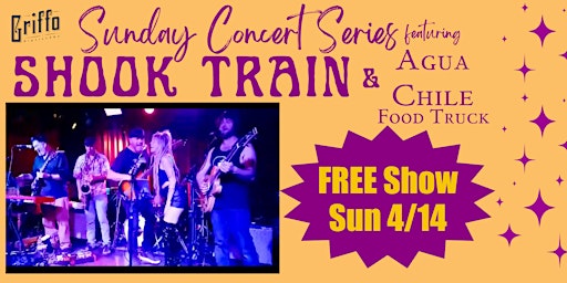 Imagen principal de FREE Sunday Concert Series w/ Shook Train & AguaChile