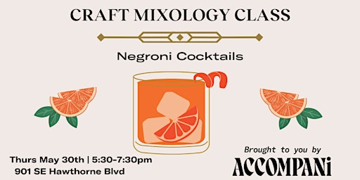 Imagem principal do evento Craft Mixology Class: Negroni Cocktails