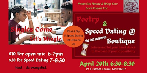 Image principale de Poetry and Speed Dating at The Self Employed Boutique