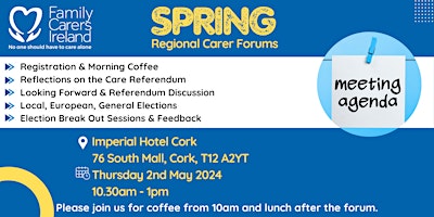 Image principale de Family Carers Ireland - Spring Regional Carer Forum: Cork