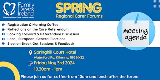 Immagine principale di Family Carers Ireland - Spring Regional Carer Forum: Kilkenny 