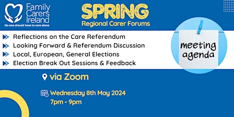 Family Carers Ireland - Spring Regional Carer Forum: Virtual (Evening)