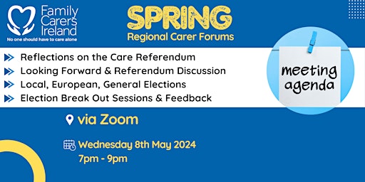 Hauptbild für Family Carers Ireland - Spring Regional Carer Forum: Virtual (Evening)