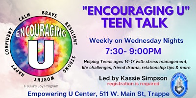 Imagem principal do evento "Encouraging U"  Teen Talk - IN-PERSON