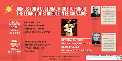 Imagen principal de Cultural Night to Honor the Legacy of Struggle in El Salvador