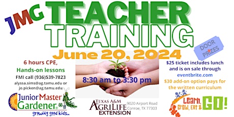 Junior Master Gardener Teacher Training(6 hours CPE)