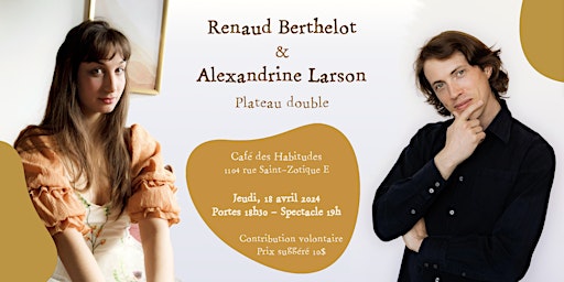 Primaire afbeelding van Renaud Berthelot et Alexandrine Larson au Café des Habitudes