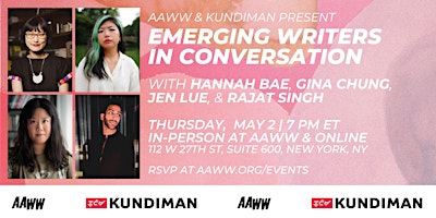 Imagem principal do evento AAWW & Kundiman Present: Emerging Writers in Conversation