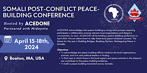 Somali Post Conflict Peace Building Conference 2024 primary image