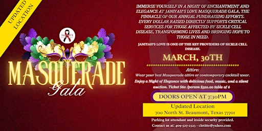 Primaire afbeelding van Janiyah's Love Sickle Cell Foundation Masquerade Gala