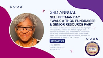 Primaire afbeelding van 3rd Annual Nell Pittman Day "Walk-a-thon Fundraiser and Senior Resource Fair"