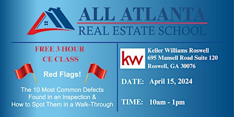 Free 3 Hour CE Class - Home Inspection Red Flags!
