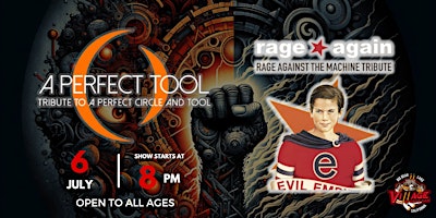 Imagem principal do evento A Perfect Tool : Tribute To Tool & Rage Again: Tribute to Rage Against The