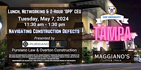 CAM U TAMPA Complimentary Lunch and 2-Hr OPP CEU |  Maggiano's Little Italy