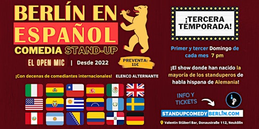 Berlín en Español Comedia Stand-up  OPEN MIC #51  - Tercera Temporada primary image