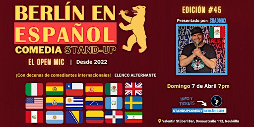 Imagen principal de Berlín en Español Comedia Stand-up  OPEN MIC #45 - 10 comediantes en escena