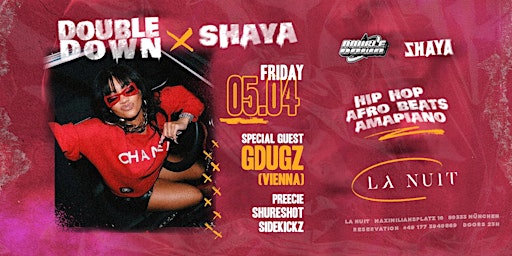 DOUBLEDOWN MEETS SHAYA - HIPHOP & AFRO - FR 05.APRIL primary image