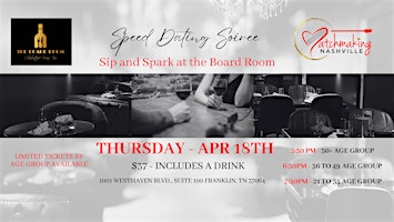 Imagem principal de Speed Dating Soiree - Sip and Spark at The Board Room (21-35 Age group)