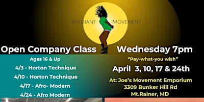 Pay What You Wish- Company Class w/Raedient Movement primary image
