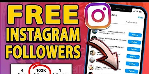 Imagem principal do evento Free instagram followers instantly $$ 1000 free instagram followers trial