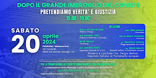 Hauptbild für DOPO IL GRANDE IMBROGLIO DEL COVID19 PRETENDIAMO VERITÀ E GIUSTIZIA