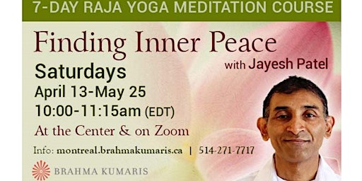 Primaire afbeelding van 7-Day ENGLISH Raja Yoga Meditation Course (at the Center & on Zoom)
