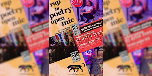 Imagen principal de Rap is Poetry Open Mic Night @ Galactic Panther Art Gallery