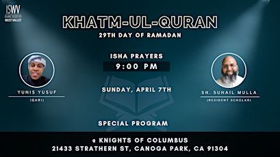 Imagem principal do evento ISWV: Khatm-ul-Quran