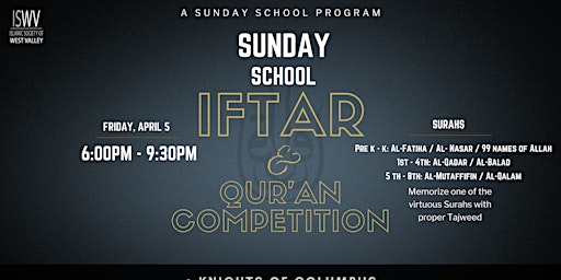 Hauptbild für ISWV: Sunday School Iftar & Qur'an Competition