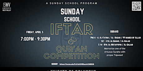 Imagem principal do evento ISWV: Sunday School Iftar & Qur'an Competition