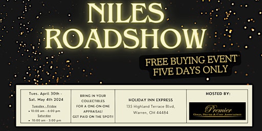 Imagem principal do evento NILES ROADSHOW -  A Free, Five Days Only Buying Event!