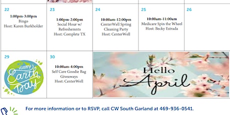 CenterWell South Garland Presents - "Social Hour w/ Refreshments"