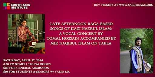 Primaire afbeelding van A Vocal Concert by Tomal Hossain accompanied by Mir Naqibul Islam on tabla