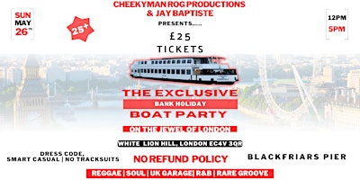 Primaire afbeelding van The Exclusive Bank Holiday Boat Party!