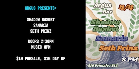 Imagem principal do evento Shadow Basket, Samaria, Seth Prinz, and the Argus Menu Release!