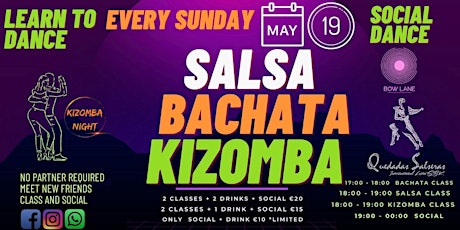 BACHATA & SALSA & KIZOMBA SOCIAL 02 AREAS at BOW LANE primary image