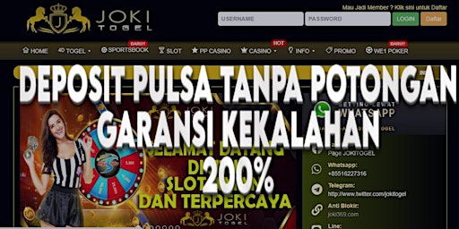 Imagem principal de JOKITOGEL Login Daftar Bonus New Member 100 Garansi Kekalahan JOKITOGEL