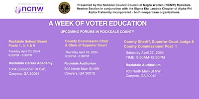 A Week of Voter Education-Rockdale  County Candidate Forum primary image