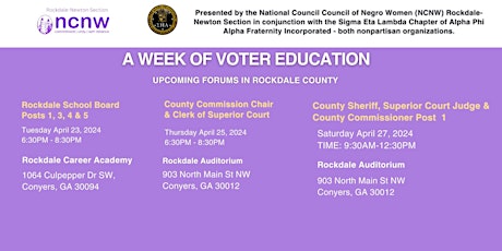 A Week of Voter Education-Rockdale  County Candidate Forum