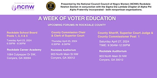 Hauptbild für A Week of Voter Education-Rockdale  County Candidate Forum