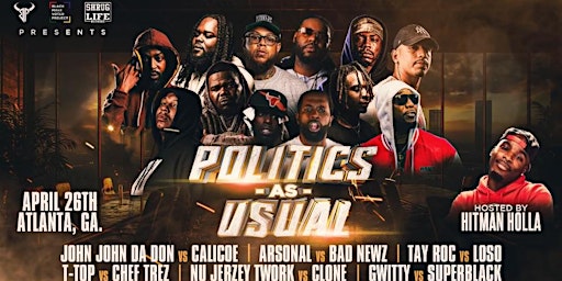 Imagem principal do evento POLITICS as USUAL battle rap event