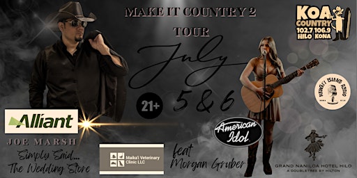 Imagem principal do evento Waylon's "Make It Country 2" Tour  (21& Over) HILO,HI