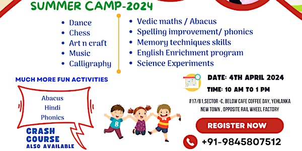 Summer Camp in Yehlanka New town, Bengaluru 2024
