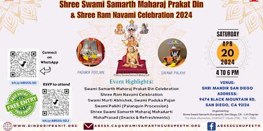 Hauptbild für Shree Swami Samarth Maharaj Prakat Din & Shree Ram Navami Celebration 2024