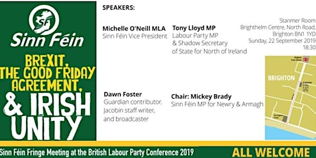 Hauptbild für "Brexit, The GFA, & Irish Unity"-  SF Fringe at Labour Party Conference '19